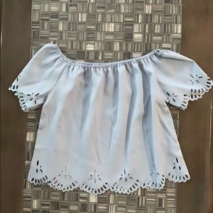 Blue off the shoulder blouse